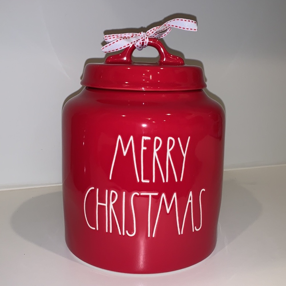 Rae‎ Dunn “Merry Christmas” Red Chubby Ceramic Canister